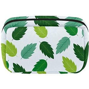 Groene Bladeren Patroon Lente Reis Gepersonaliseerde Make-up Bag Cosmetische Zak Toiletry tas voor vrouwen en meisjes, Meerkleurig, 17.5x7x10.5cm/6.9x4.1x2.8in