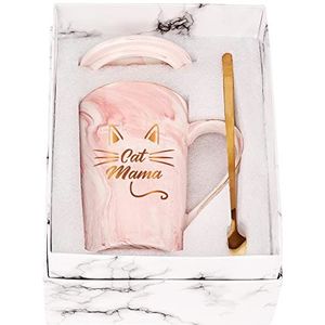 SHENDONG Kat mama mok nieuwigheid koffiemokken geschenken voor kattenliefhebbers verjaardag Moederdag geschenken voor mama mama van dochter zoon vriend 450 ml met geschenkdoos roze