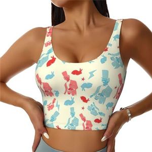 Goochelaar Konijn Print Casual Wear Vrouwen Sport Vest Yoga Vest Workout Vest Voor Vrouwen Lichtgewicht Trendy, Zwart, S