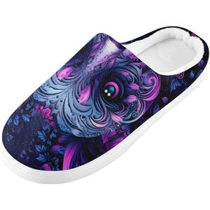 KAAVIYO Coole abstracte panda cartoon blauwe raket outdoor pantoffels katoenen huisschoenen winter antislip pluizige voeten slippers voor binnen mannen vrouwen meisje, Patroon, X-Large