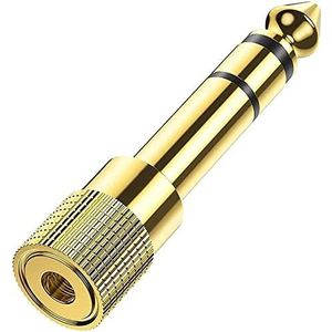 HEADPHONE ADAPTER PREMIUM KWALITEIT GOLD, STEREO 3.5mm (Small Socket) naar 6.5mm (Big 1/4 inch Jack Plug) voor DJ's, oortelefoons en audio-aansluitingen