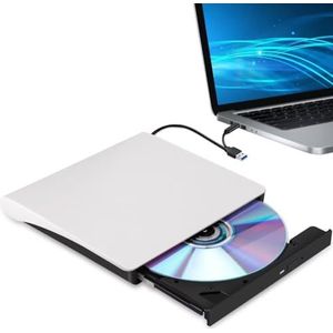 Hcsunfly Externe cd/dvd-station voor laptop, Type-C CD/DVD-speler USB 3.0 draagbare brander schrijver lezer compatibel met Mac MacBook Pro/Air iMac Desktop Windows 7/8/10/XP/Vista (wit)
