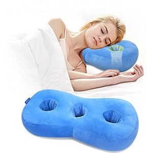 Mybow Piercingkussen voor zijslapers, oorbeschermer, CNH-kussen met oorgaten voor doorligwonden, oorpijnverlichting, hoofdtelefoon, donutkussen voor hoofd, oorkussen, zijslaapkussen (blauw)