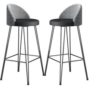 Barstoelen Comfortabele barkrukken set van 2, lederen hoge kruk for pub koffie thuis eetkamer keuken, modern design krukken met metalen poten aanrechtstoelen(65CM)