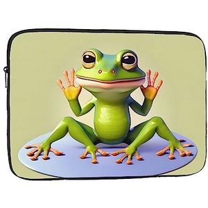 The Funny Frog Doing Yoga Laptop Bag, Duurzame Shockproof Sleeve, Handheld Draagbare Laptop Tas Voor 13 Inch Laptop.