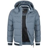 Indicode Marlon gewatteerde jas voor heren in donsjas-look | winterjas overgangsjas, Blue Grey, S