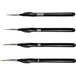 Fijne detailkwastenset, 4 stuks, kleine kunstenaarspenselen, schilderen op nummer, penseel, fijn detail, penseelset, schilderen voor detailschilderen, modelleermodellen, nagelkunst, gezichtsbeschildering, acryl, aquarel en olieverfschilderij