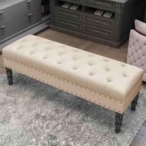 JAVYPPT Ottomans Krukken Woonkamer Verandering Schoen Bank Sofa Kruk Slaapkamer Bed End Kruk Bank Huishoudelijke Voetbank Kledingwinkel Rest Kruk (Khaki, 90 * 45 * 40 cm)