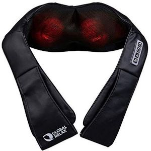 GLOBAL RELAX® | MONDO Nek-, Schouder- en Rugmassager I Shiatsu in meerdere richtingen, Infrarood thermotherapie | Verlichting van spierpijn thuis, op kantoor of in de auto | Ergonomisch ontwerp