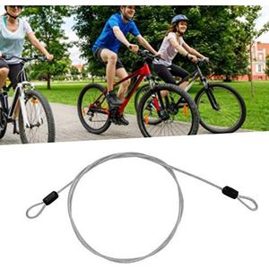 Sonew Beveiliging stalen kabel, dubbele lus roestvrij staal veiligheidsslot kabel voor fiets, lus kabel fiets scooter slot (zilver)
