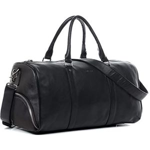 BACCINI Reistas met apart schoenenvak Florian van nappaleer, weekender, groot, voor heren en dames, sporttas cabinemaat, handgemaakt, Zwart-48 cm, Large, Reistas