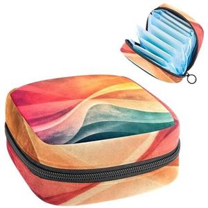 Kleurrijke abstracte achtergrond maandverband opbergtas grote menstruatie cup zakje met rits, menstruatie pads tas winkel panty voeringen tampons voor meisjes vrouwen