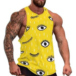 Open Eyes And Wink Wimper Heren Tank Top Grafische Mouwloze Bodybuilding Tees Casual Strand T-Shirt Grappige Gym Spier