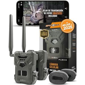 Spypoint Flex-M Twin-Pack Wildcamera's met foto- en video-overdracht, 28 megapixels, wildcamera met nachtzicht, gratis app voor je smartphone
