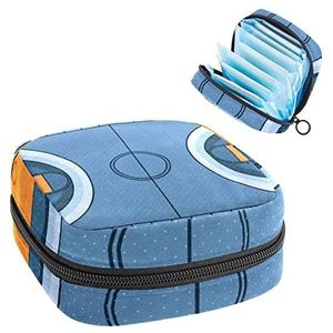 Maandverband Opbergtas,Draagbare maandverband Opbergzak,Basketbalveld, Meerkleurig, 4.7x6.6x6.6 in/12x17x17 cm