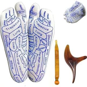 KUIRUNRX® Voetreflexzonesokken, massagesokken, drukpuntmassagesokken, Acupressure reflexologie voetmassage sokken met massage-tools (heren 40-44)