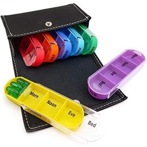 Pillendoos voor dagelijks gebruik, 28 vakken, met tas, tablettenorganizer, tas van PU-leer, draagbaar, voor reizen, opbergdoos voor pillen Ximan