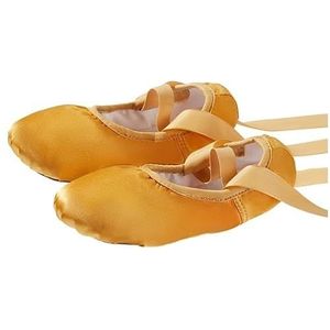 GSJNHY Ballerina's voor meisjes, ballerina's, balletschoenen, roze, naakt, vrouwen, satijn, professionele balletschoenen voor dansen, Goud, 44 EU