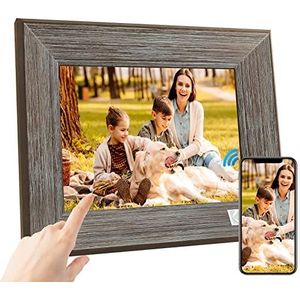 KODAK Digitale fotolijst, 20 cm (8 inch), wifi, HD IPS touchscreen, smart fotolijst, hout cloud met app, 16 GB geheugen, automatische rotatie, delen van foto's, muziek, video's