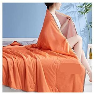 MKLHAVB Koeldekens koeldeken zomer dekbed gladde lucht cndition dekbed bed wasbaar slaap volwassen beddengoed koude deken (kleur: oranje, maat: 100 x 150 cm)