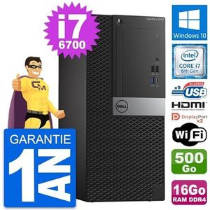 Dell PC Tour OptiPlex 7050 i7-6700 RAM 16 GB harde schijf 500 GB HDMI Windows 10 WiFi (Refurbis)