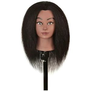 14 inch gouden mannequin hoofd cosmetologie pop oefenhoofd for kapper oefen vlechten haarstyling(Black A)