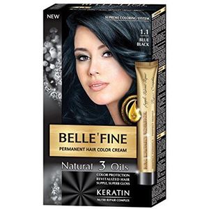 Belle`Fine No.1.0 ebony zwart haar kleur crème met Keratine, Arganovo, amandel en olijfolie