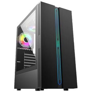 Zwarte ATX, M-ATX, ITX Mid-tower Computerbehuizing, Dubbel Gebogen Glasontwerp, Gespleten Kaststructuur, Desktopcomputerbehuizing, Verticale GPU-beugel