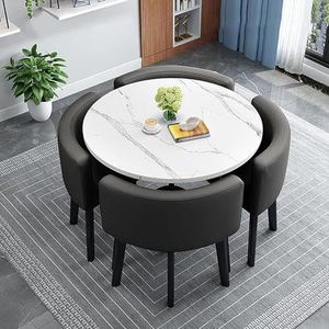 XIANGLV Eettafelset voor 4 vergaderzalen tafel ronde tafel en stoelen eetkamer tafel set voor 4 kleine ronde eettafel ronde keukentafel cirkel keukentafel (A4,80x80x75cm)