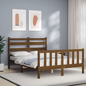 AUUIJKJF Bedden & accessoires Bedframe met hoofdeinde honingbruin 120x200 cm massief houten meubels