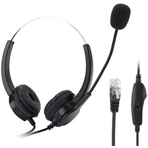 Bekabelde callcenter-headset, Crystal RJ9 ruisonderdrukkende callcenter-hoofdtelefoon met microfoon voor telefooncel/VOIP-netoproep, telefoon binaurale headset