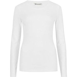 Hamishkane Dames lange mouw ronde hals effen casual basic rekbare getailleerde dames T-shirt top, Wit, 38-40