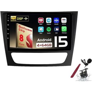 Android 15 Autoradio Sat Navi voor B-enz E-Klasse W211 (2002-2009) 9 Inch Touchscreen Multimedia Speler met Draadloze Carplay GPS Navigatie FM RDS Bluetooth 5G-WiFi SWC DSP,M150s