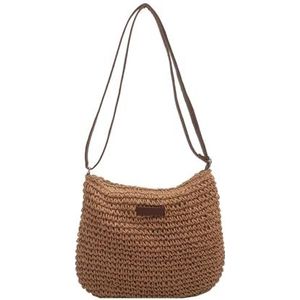 Stro Tote Bag Stro Crossbody Tas Vrouwen Zomer Strand Vakantie Schoudertas Vrouwelijke Casual Satchel Purse Designer Handtas Stro Tassen Voor Vrouwen, Kaki, Eén maat