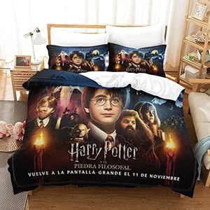 3 stuks Harry Potter bedrukte beddengoedset zacht en onderhoudsvriendelijk dekbedovertrek licht dekbedovertrek voor bed voor kinderen en tieners met 2 kussenslopen 220 x 240 cm
