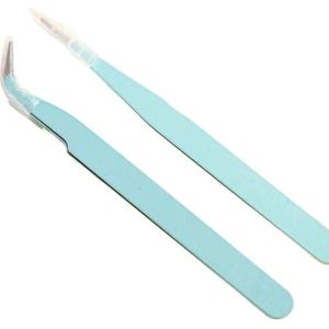 2 stuks roestvrijstalen precisiepincetten, gekleurde plakboekpincetten, rechte en gebogen pincetten(Green)