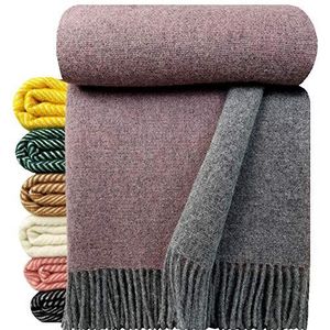STTS International - Tirol - Wollen Deken - Grijs/Roze/Lila - 140 x 200 cm
