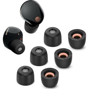 Traagschuimtips voor Sony WF-1000XM5 - Vervangende Oordopjes - Zwart - 3 Paar