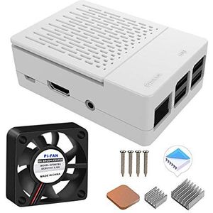 GeeekPi Raspberry Pi 3 B+ behuizing met ventilator en 3 koellichamen voor Raspberry Pi 3 Model B 3B+/3B/2B (wit)