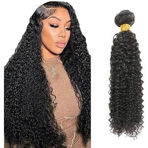 Salharer Curly Wave Human Hair Bundles Single Extensions Machine Double Wefts Unprocessed Remy Weave Natural Black Color for Woman 20 Inch