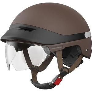 3/4 Motorfiets Halve Helm Retro Open-Face Elektrische Helm DOT/ECE Goedgekeurde Straatfietshelm voor Mannen Vrouwen Volwassenen Skateboard Scooter Bromfiets Jet ATV K