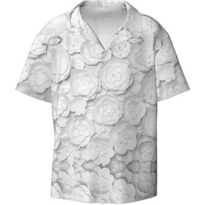 YJxoZH 3D Bloem Print Heren Jurk Shirts Casual Button Down Korte Mouw Zomer Strand Shirt Vakantie Shirts, Zwart, 4XL