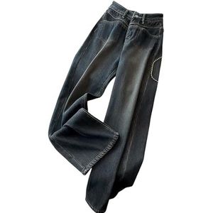 Fleece denim wide leg pants High-End Cement Gray Wide-Leg Jeans For Women In Winter High-Waisted Floor-Length Trousers-B-29