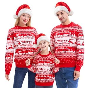 Giggling Getup Bijpassende familie-kersttrui, schattige gebreide kersttrui met lange mouwen, zwarte foute kersttrui, herenrood, M