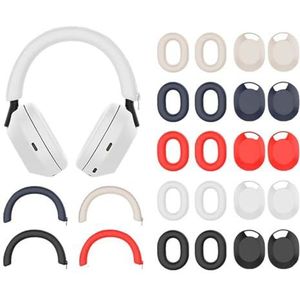 voor Sony WH-1000XM5 hoofdtelefoon ear cap cover hoofdband beschermende Shell (wit)