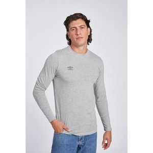 Shirt met lange mouwen voor heren Umbro SMALL LOGO LS TEE 65775U B43 grijs, maat XL