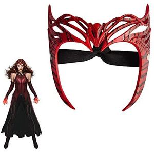TZLCOS Scharlaken Heksenmasker Wanda Maximoff Luxe Hars Hoofddeksels Accessoires Cosplay Masquerade Halloween Props (Rood-Opengewerkt)