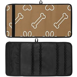 Potlood Wrap, Reizen Tekening Kleurpotlood Roll Organizer voor Artiest, Potloden Pouch Case Hond Paw Bine Print Bruin