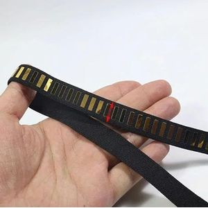 1/2Y 15-50mm reflecterende pailletten elastische band broek stretch rubberen singels elasticiteit tapes kledingstuk lint riem naaien accessoires-GoldStripe-15mm-1Yard