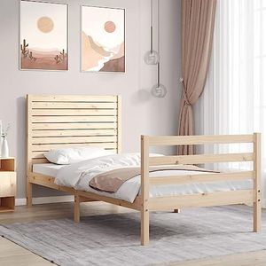 LAPOOH Bedframe met hoofdeinde, 90 x 200 cm, massief hout, meubels, bedden en accessoires, bedden en bedframes (SPU: 3195011)